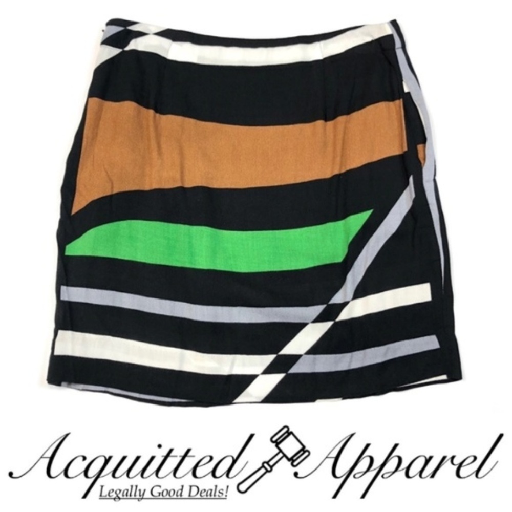 Derek Lam Striped Black Green Colorful Skirt